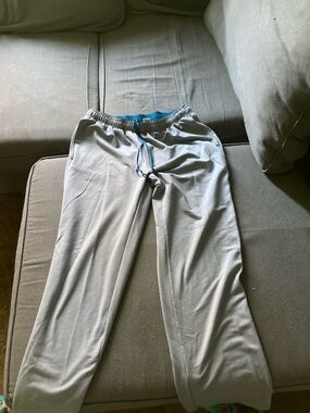 Reebok Light Gray Joggers with Blue Waistband
